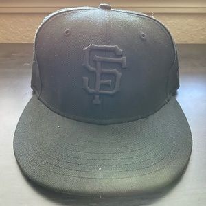 All Black SF Giants Fitted Hat